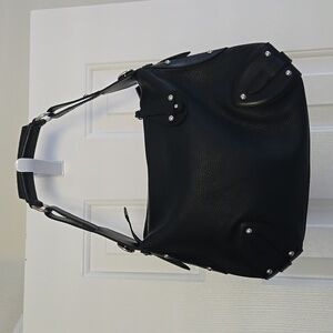 Furla Black Leather Shoulder Bag with Stud Accents-NWOT